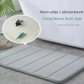 Super absorbent, super anti slip striped coral velvet bathroom floor mat, bathroom mat, door mat. 