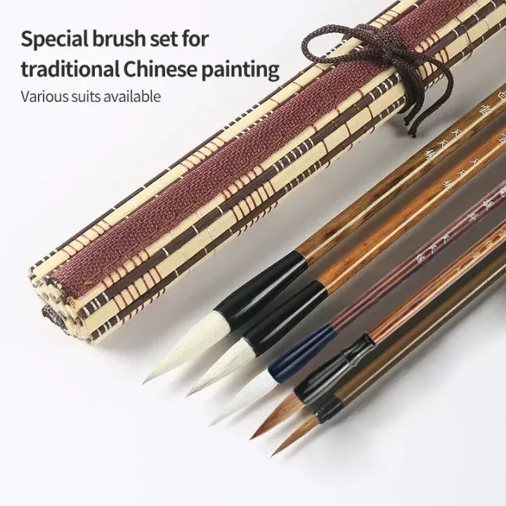 6/9/12/16Pcs%20Chinese%20Calligraphy%20Brushes%20Set%20with%20Roll-up%20Bamboo%20Brush%20Holder%20Sumi%20Painting%20Writing%20Kanji%20Art%20Watercolor%20Brush%20-%20Image%203