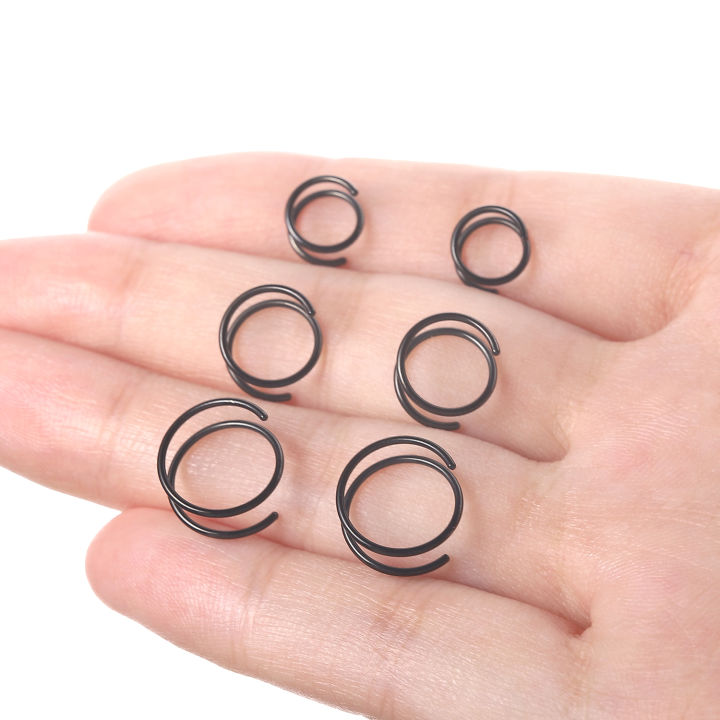 Titanium%203%20Pairs%20Double%20Hoop%20Nose%20Rings%206/8/10mm%20Hypoallergenic%20Small%20Spiral%20Piercing%20Jewelry%20for%20Men%20Women%2020G%20-%20Image%203