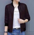 LADIES GIRLS STYLISH CLASSY PLANE LEATHER JACKET FOR WOMENS. 