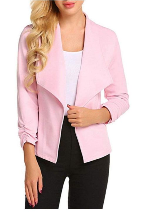 Womens%20Blazer%20Casual%20Open%20Front%20Work%20Office%20Blazer%20Jacket%203/4%20Sleeve%20Lapel%20Coats%20with%20Removable%20Shoulder%20Pads%20-%20Image%204