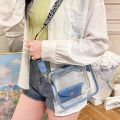 Transparent Crossbody Bag for Women Candy Color Letter Fashion Shoulder Bag PVC Transparent Jelly Bag Small Square Bag. 