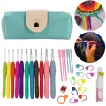 Crochet Hooks Set Blunt Knitting Needles Ergonomic Handle Colorful Crochet Hooks Kit 11 Sizes for Mom Grandma Gifts. 