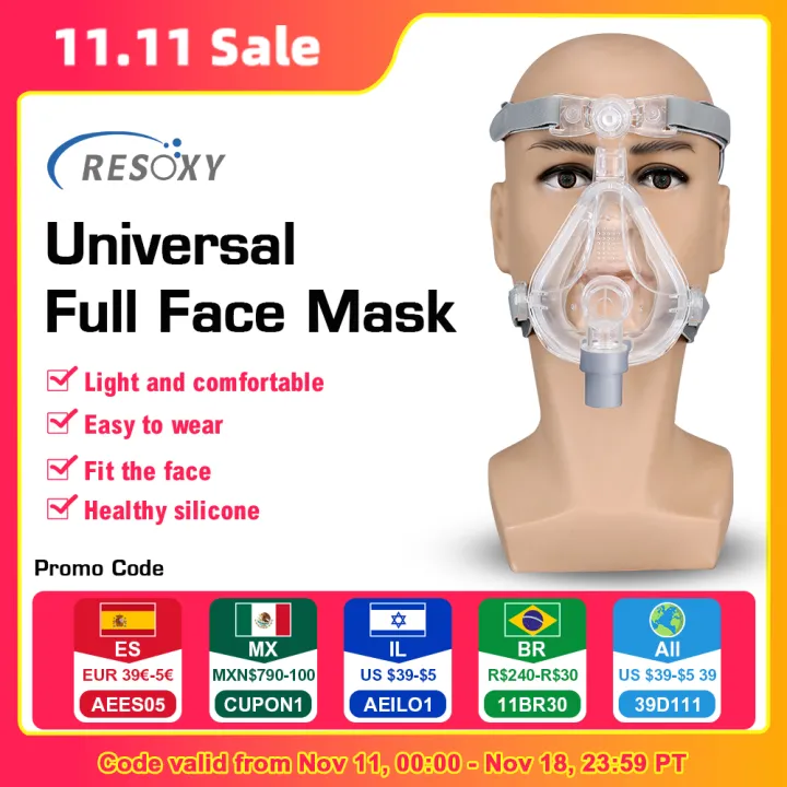 RESOXY Full Face CPAP Mask Sleep Apnea Mask with Headgear Compatible ...
