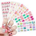 24 Pcs Kids False Nail Press on Nails Kids Teens Girls  Full Cover Short False Nails Children Nail Tips Lovely Gift for Kids Little Girls Nail Art Decoration with glue stickers. 
