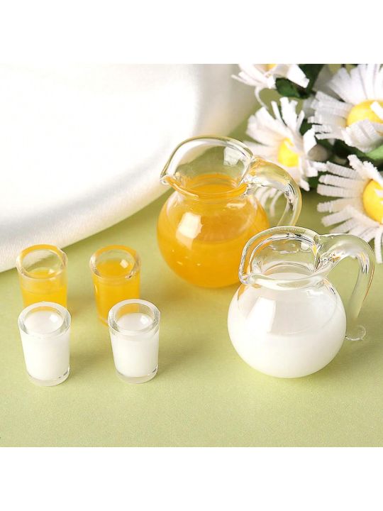 1:12 Dollhouse Miniature Glass Milk Juice Pitcher, Realistic Mini Food Play, Clear Glass Texture, Doll House Scene Decor Accesso