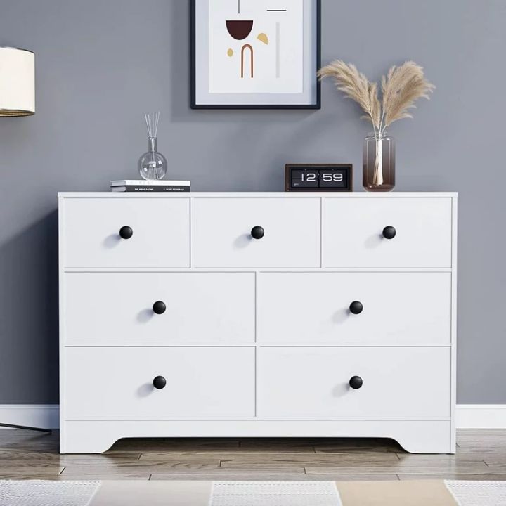 BM-Furniture Drawer Dresser, White Dresser for Bedroom, Wide Drawer Dresser Organizers, Modern Dresser for Bedroom, White