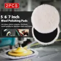 2pcs 5/6/7 Inch Wool Polishing Disc Car Waxing Polishing Buffing Car Paint Care Polisher Pads Auto Washing Accessories. 
