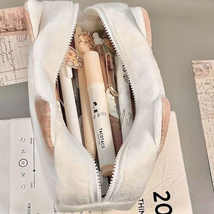 Cute%20French%20Toasted%20Pen%20Bag%20Plush%20Large%20Capacity%20Student%20Pencil%20Case%20Multi-function%20Funny%20Stationery%20Storage%20Bag%20Organizer%20-%20Image%205
