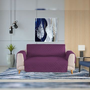 Cotton Quilted Sofa Covers (Purple)