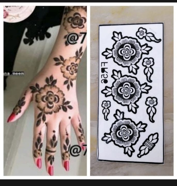Full Hand Mehndi Stencil Design Full Hand Set | Henna
Tattoo Stencil for Women, Girls and Kids | Easy to use in
just 4 Steps | Mehandi stickers