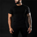2024 New men's cotton T-shirt sports leisure running gym exercise training elastic quick drying short sleeve T-shirt men's top.