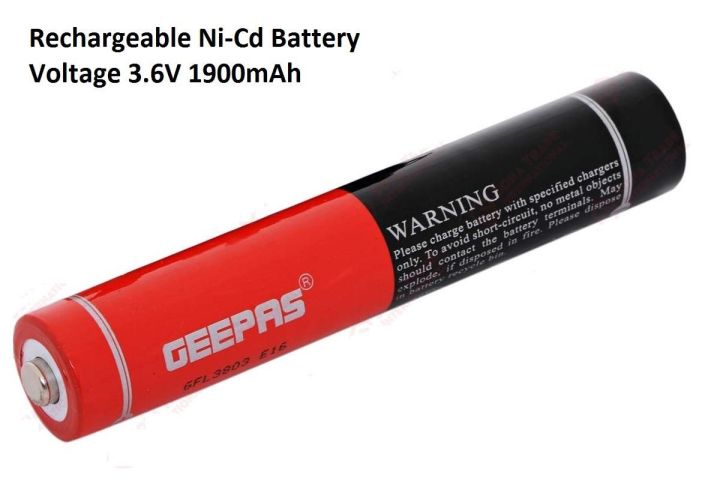 Geepas 3.6V 2500mAh Rechargeable Ni-Cd Battery