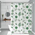 Simple wind green leaves bathroom shower curtain shielding partition Shower curtain quick dry can be scrubable light opaque bath. 
