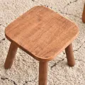 1pc All Solid Wood Shoe Changing Stool, Small Walnut Color Stool For Living Room, Entrance, Bathroom, Bedroom, Kitchen. 
