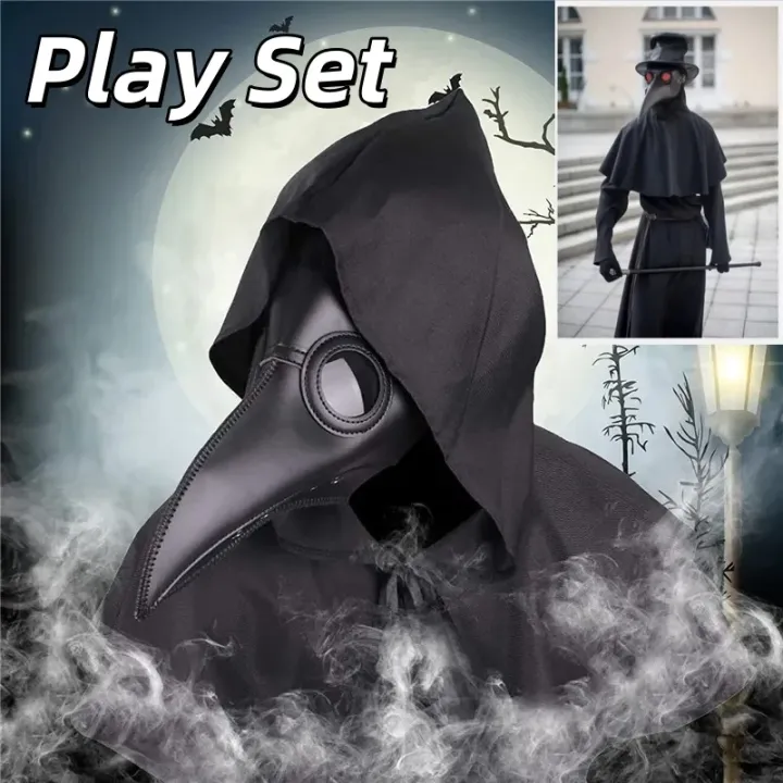 Medieval Plague Doctor Cosplay Costume for Halloween with Pointed Hat ...