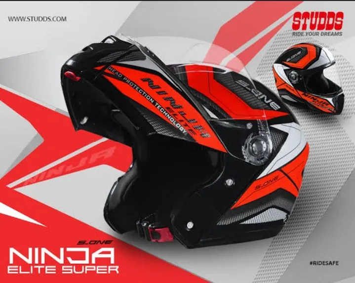 Studds%20Ninja%20D4%20Red%20&%20Black%20Full%20Face%20Bike%20Helmet%20-%20Image%202