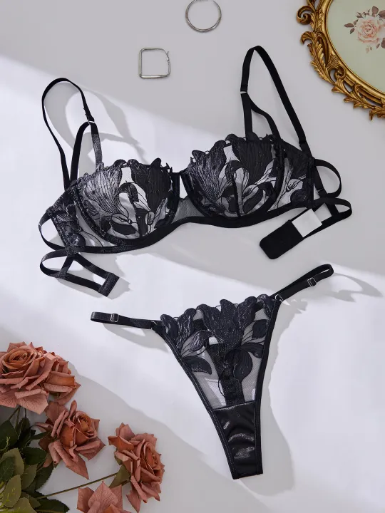 Floral%20Embroidery%20%20Lingerie%20Set%20Women%20Transparent%20Bralette%20Underwire%20Push%20Up%20Bra%20Panty%202%20Piece%20Set%20-%20Image%203