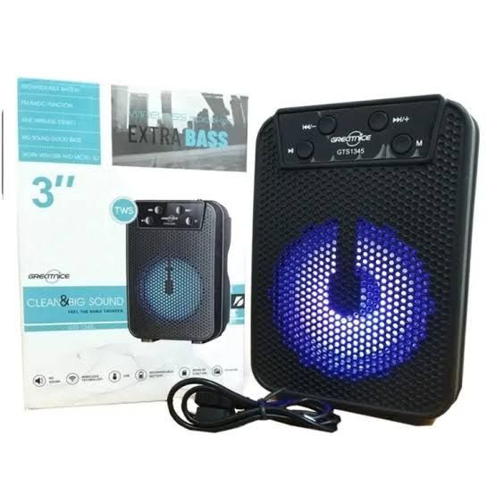 GTS 1345, 1346, 1372 3 inch Portable Rechargeable Wireless Bluetooth Speaker With FM Radio USB & SD Card Supported High Quality Sound & Extra Base