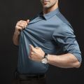 New elastic long sleeved shirt for men's fashion, business, leisure, solid color  non ironing, professional men's white shirt. 