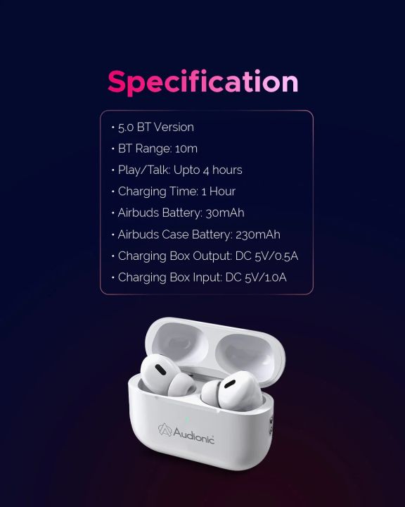 Audionic Earbud Airbud Loop Pro Bluetooth Earbud Wireless Earphone ...