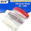 100pcs 1W Zener diode DO-41 3V 3V3 3V6 3V9 4V3 4V7 5V1 5V6 6V2 6V8 7V5 8V2 9V1 10V 11V 12V 13V 15V 1N4733A 1N4742A 1N4728A. 