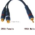 Line Cooper Wire 2 RCA Female To 1 RCA Male Splitter Cable Audio Splitter Distributor Converter Speaker Gold Cable Cord. 