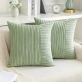 Beige Striped Striped Patchwork Corduroy Throw Pillow Cover 18x18 Soft Plush Couch Cushion Cover for Sofa Cozy Modern Pillowcase.
