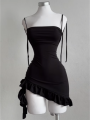 Sleeveless Backless Ruffles Mini Dress Women Summer Y2K Lace Up Black Bodycon Dresses Party Club Streetwear 2025 New Sundress. 