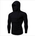 new Mens Gym Thin Hoodie Long Sleeve Hoodies With Mask Sweatshirt Casual Splice Large Mask Hoodie Sweatshirt Hooded Tops Cycling.
