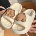 Cute Capybara Design Thick Sole Women Slippers Slides Bathroom Beach Indoor Sandals Summer Couple Shoes. 