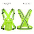 1Pc Adjustable Reflective Safety Vest with 2Pcs Reflective Bands - Bright Green & Yellow Reflective Strips, Breathable Spandex. 