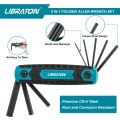 LIBRATON 8 in 1 Folding Allen Wrench Set Metric Allen Key Set Tool Or Folding Tamper Proof Torx Key Set Portable Star Wrench Kit. 
