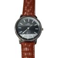 Mz Collection black dial watch with brown straps for men. 