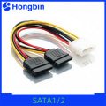 IDE Molex 4 Pin to 2x SATA Power Cable Serial ATA Y Splitter Hard Drive Dual Extension Cord Adapter Connector for PC Hardware.