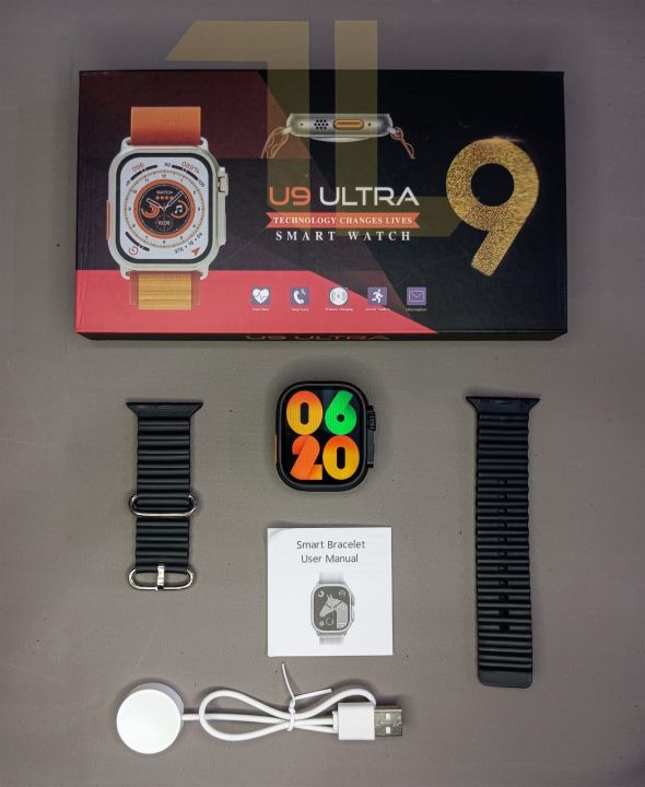 NEW U9 ULTRA WATCH*

SMART WATCH 
NEW ARRIVAL 
ATTRACTIVE COLOURS 
SERIES 8
FULL SCREEN 
WIRELESS CHARGER 
ULTRA STRAP 
HEART RATE ❤ 
BLOOD PRESSURE 
STEP 🚶‍♂️ COUNTING 
2.0 HIGH DIFINITION SQUARE SCREEN 
BUTTON WORKING 
MULTI SPORTS FUNCT