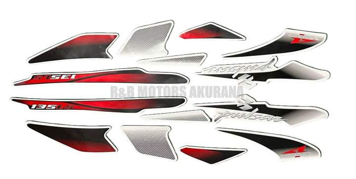 Bajaj Pulsar 135 Black Red Full Sticker Kit