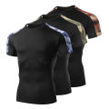 Men's Camo Running T Shirt Summer Compression Sport T-shirt Workout Skinny Tights Gym Fitness Male Clothing Sport Tops Tee Men.