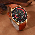 DEYROS Fashion Mens Watches Luxury Leather Quartz Wristwatch Calendar Men Business Casual Watch With Male Brown Wallet. 