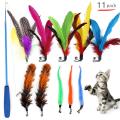 11pcs Replacement Cat Feather Toy Set Feather Replacement Head Retractable Cat Stick Cat Products. 