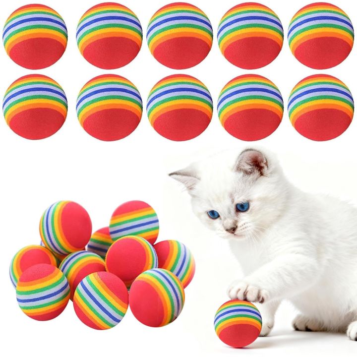 Colorful Rainbow Cat Playing Ball Toy 1 pcs