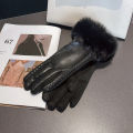 Womens PU Leather Gloves for Cold Weather Winter Warm Gloves with Faux Fur Trim Cuff Thermal Lining Party Gloves.