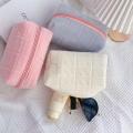 Solid Fur Cosmetic Storage Bag Large Women Zipper Makeup Organizer Handbag Stationery Pencil Case Travel Make Up Toiletry Punch. 
