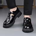 Men's Comfortable Sandals 2026 New Summer Wear Leather High-end Brand Hollow Hole Height Increased By 5cm Sandal Shoes. 