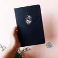 Black or Navy BuJo Potion Sparkle Minimalistic Bullet Journal Notebook Dot grid Diary Dotted pages Holographic Foil on leather journals. 