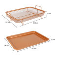 Oil Frying Baking Pan Grill Crispy Mesh Stainless Steel Baking Tray Copper For Oven Air Fryer BBQ Non-stick Chips Basket.