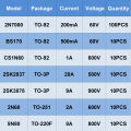 Original 2N7000 BS170 2SK2837 2SK3878 2N60 8N80 N-Channel Mosfet Transistor TO-92 TO-3P TO-251 TO-220F Integrated Circuit. 
