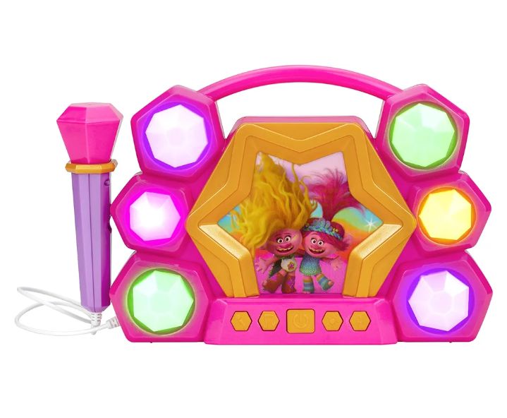 eKids Trolls Band Together Karaoke Microphone with Bluetooth Speaker for Fans of Trolls Toys, Kids Karaoke Machine with Built in Music for kids