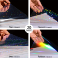 20 Sheets A4 Clear Holographic Cold Lamination Film Mixed Styles Waterproof Self-Adhesive Vinyl Sticker Paper 8.3x11.7 Inch. 