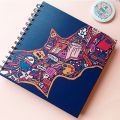 Dark Grey Blue Art Sketchbook Best for Painting & Drawing, Off-white Pages, Size 7.5 x 7.5 inches, 50 thick card sheets. 